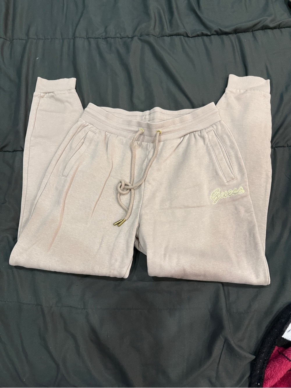 Guess Kids Light Beige Drawstring Joggers